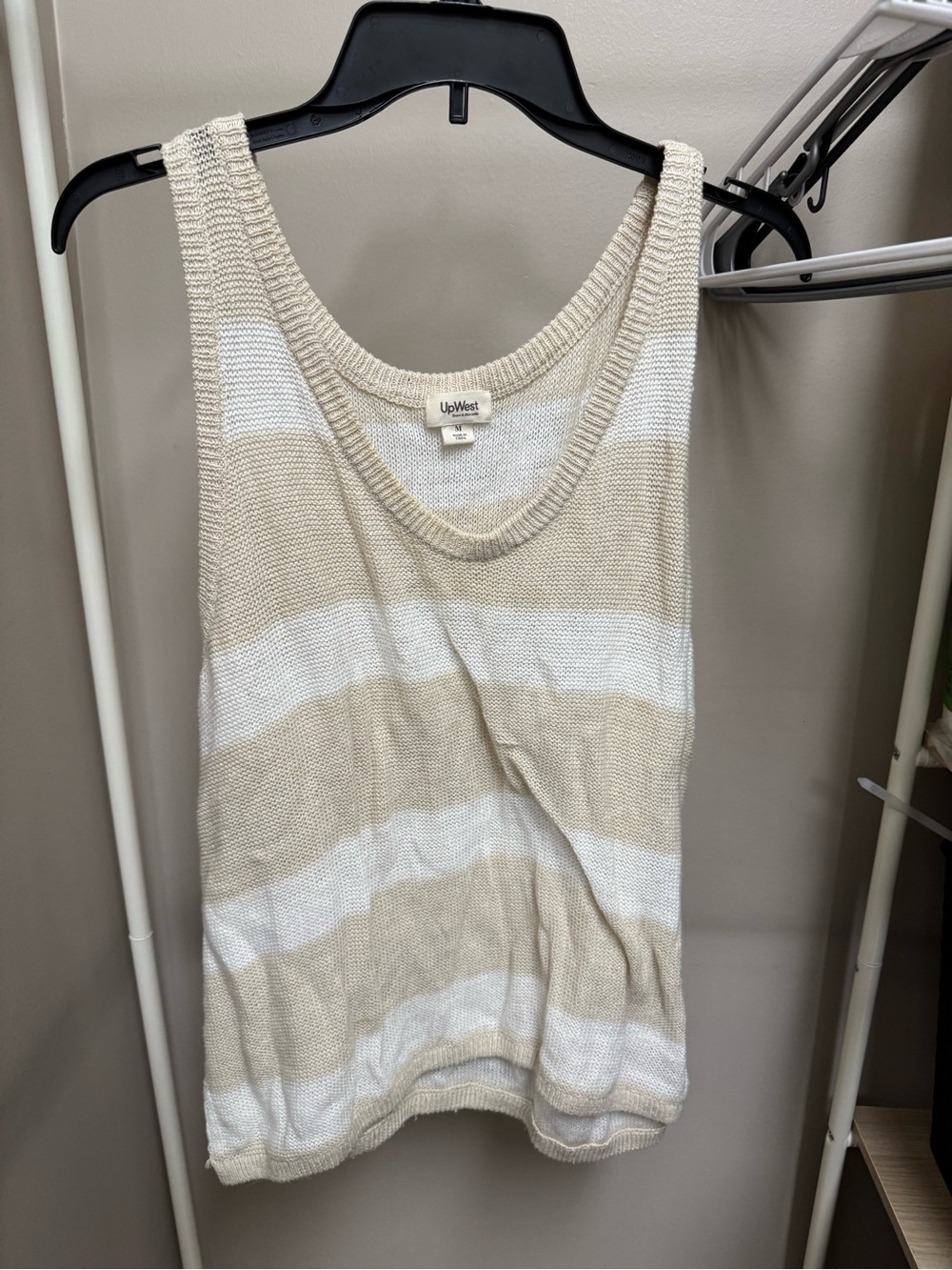 UpWest Striped Knit Tank in Cream and White